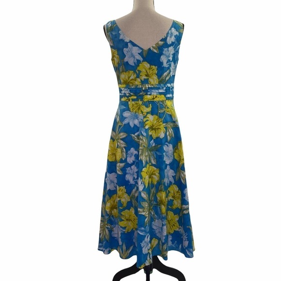 CYNTHIA Howie Blue Green Floral Sleeveless Dress - Picture 2 of 11